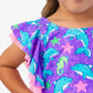 Neon Fin Friends Butterfly Tankini 2-Piece Swimsuit, with Signature Rear Ruffles