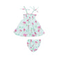 Tie Strap Smocked Sun Dresss and Diaper Cover - Flamingos