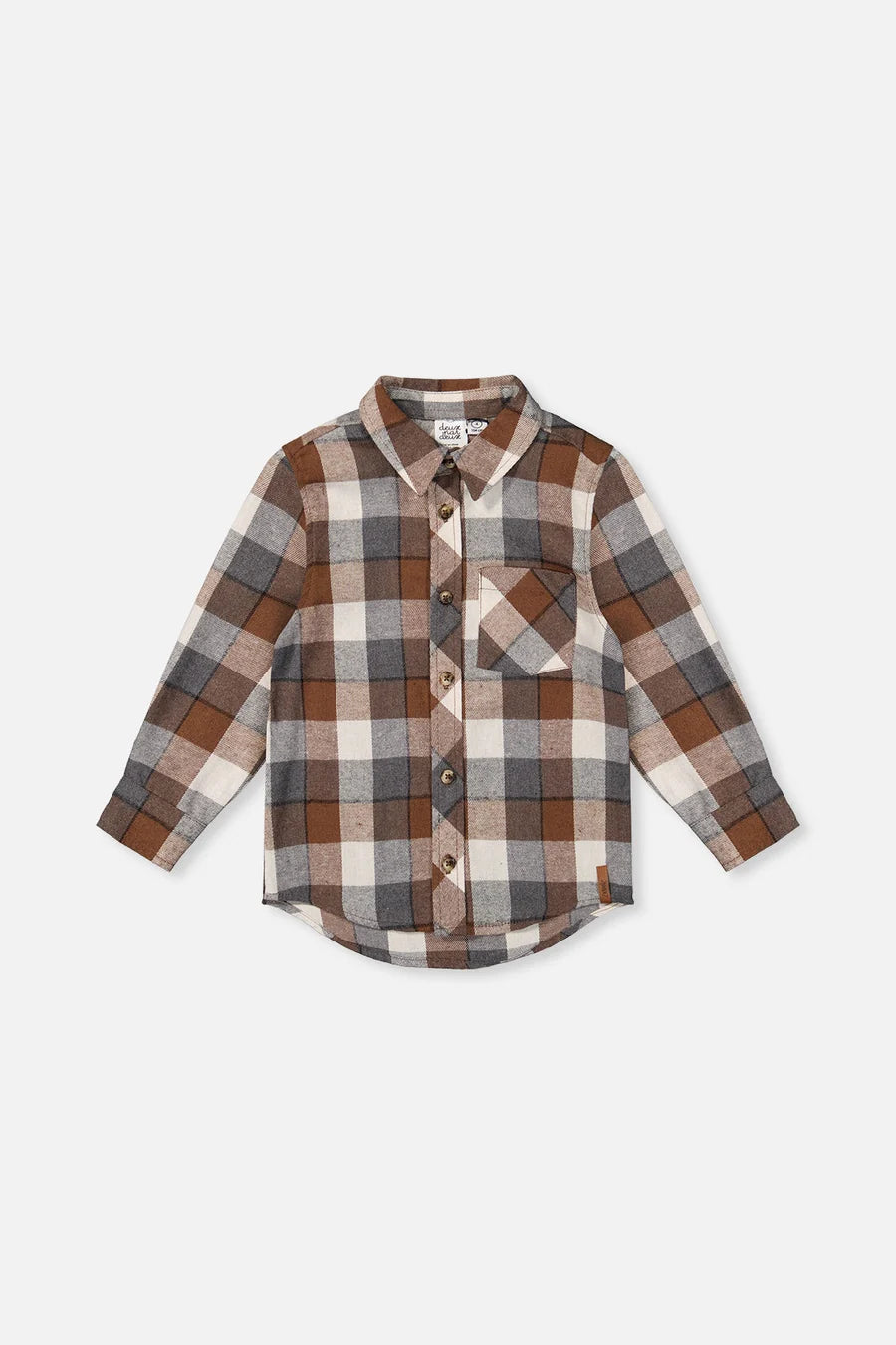 Deux par Deux Flannel Shirt Grey And Beige Plaid