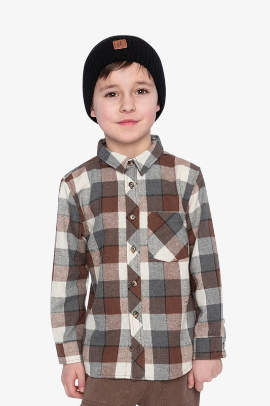 Deux par Deux Flannel Shirt Grey And Beige Plaid