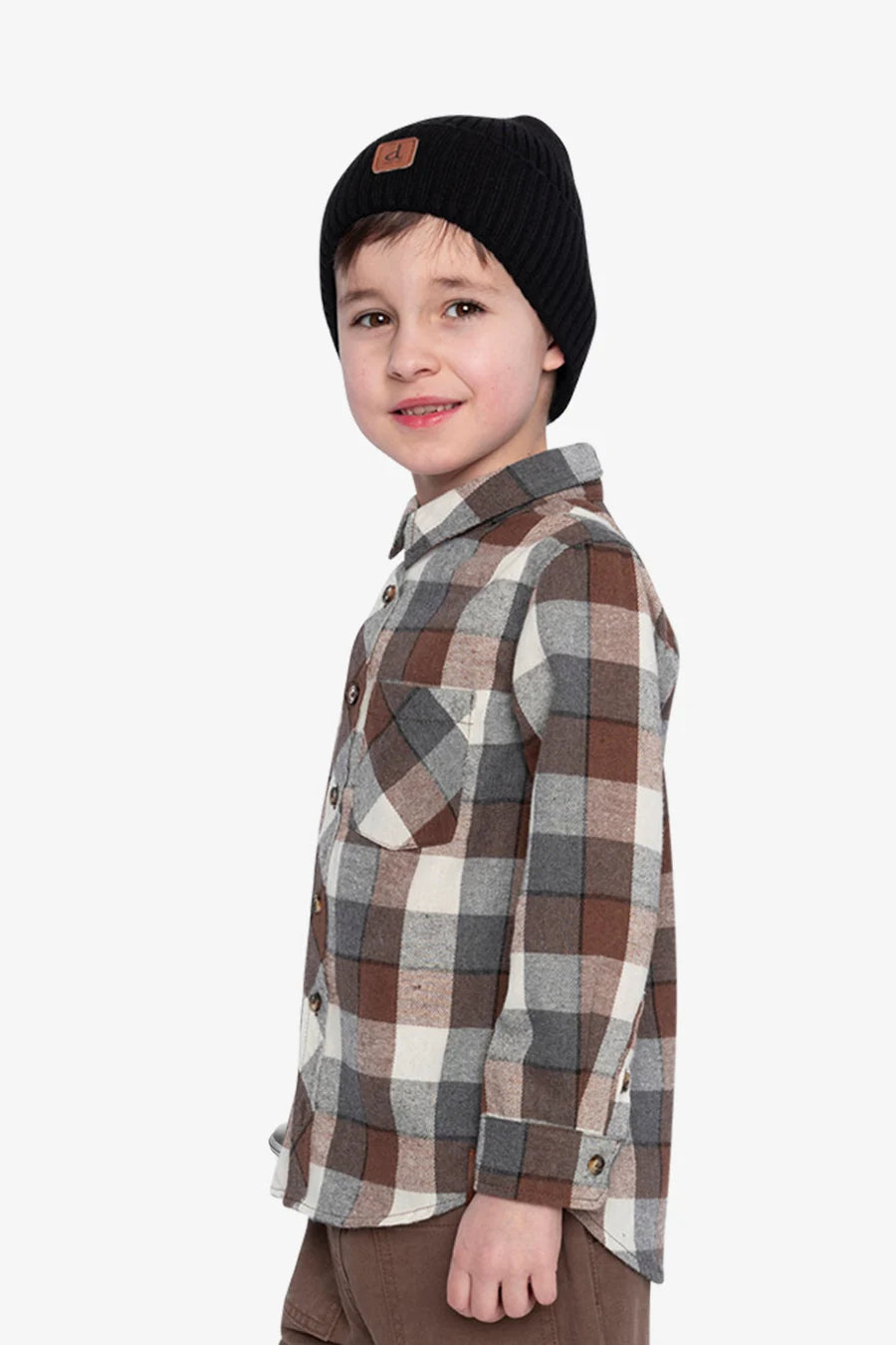 Deux par Deux Flannel Shirt Grey And Beige Plaid