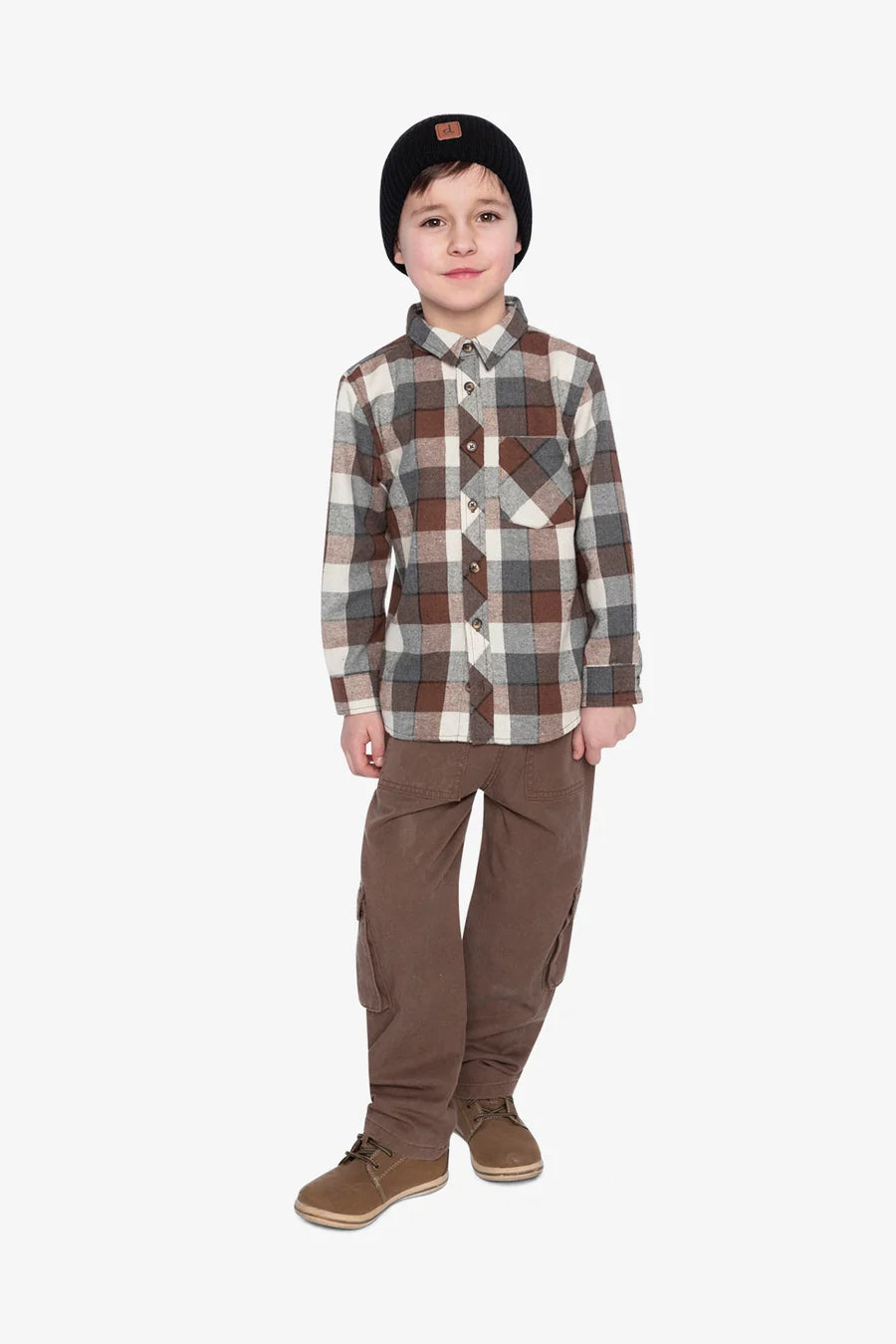 Deux par Deux Flannel Shirt Grey And Beige Plaid