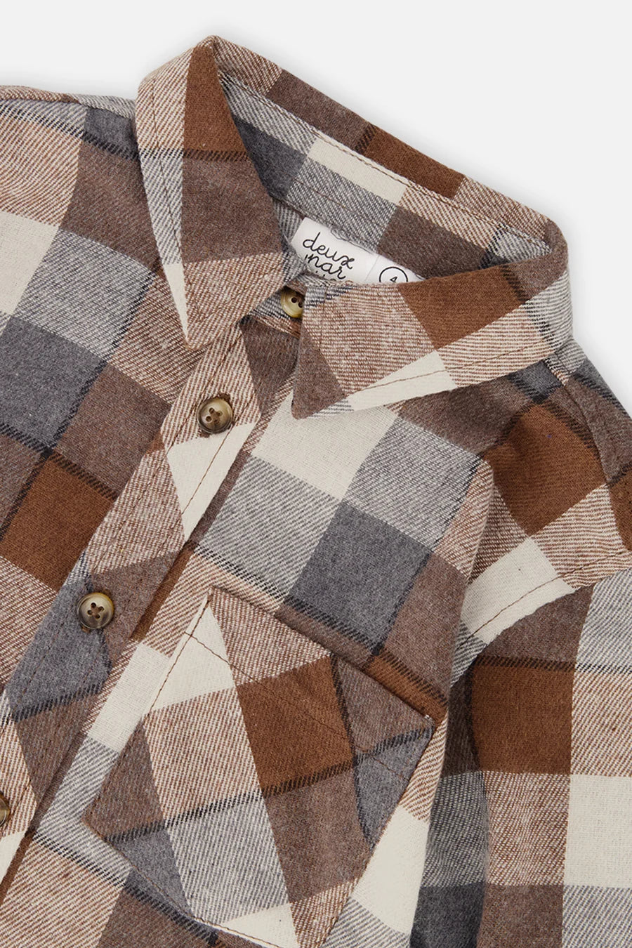Deux par Deux Flannel Shirt Grey And Beige Plaid