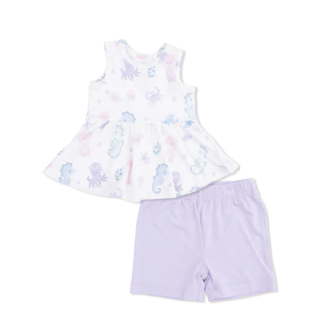 Floral Sea Creatures  Peplum Tank Top and Bike Short