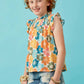 Floral Smocked Ruffle Detail Tank