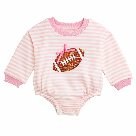 Sequin Football Stripe Sweatshirt Bubble