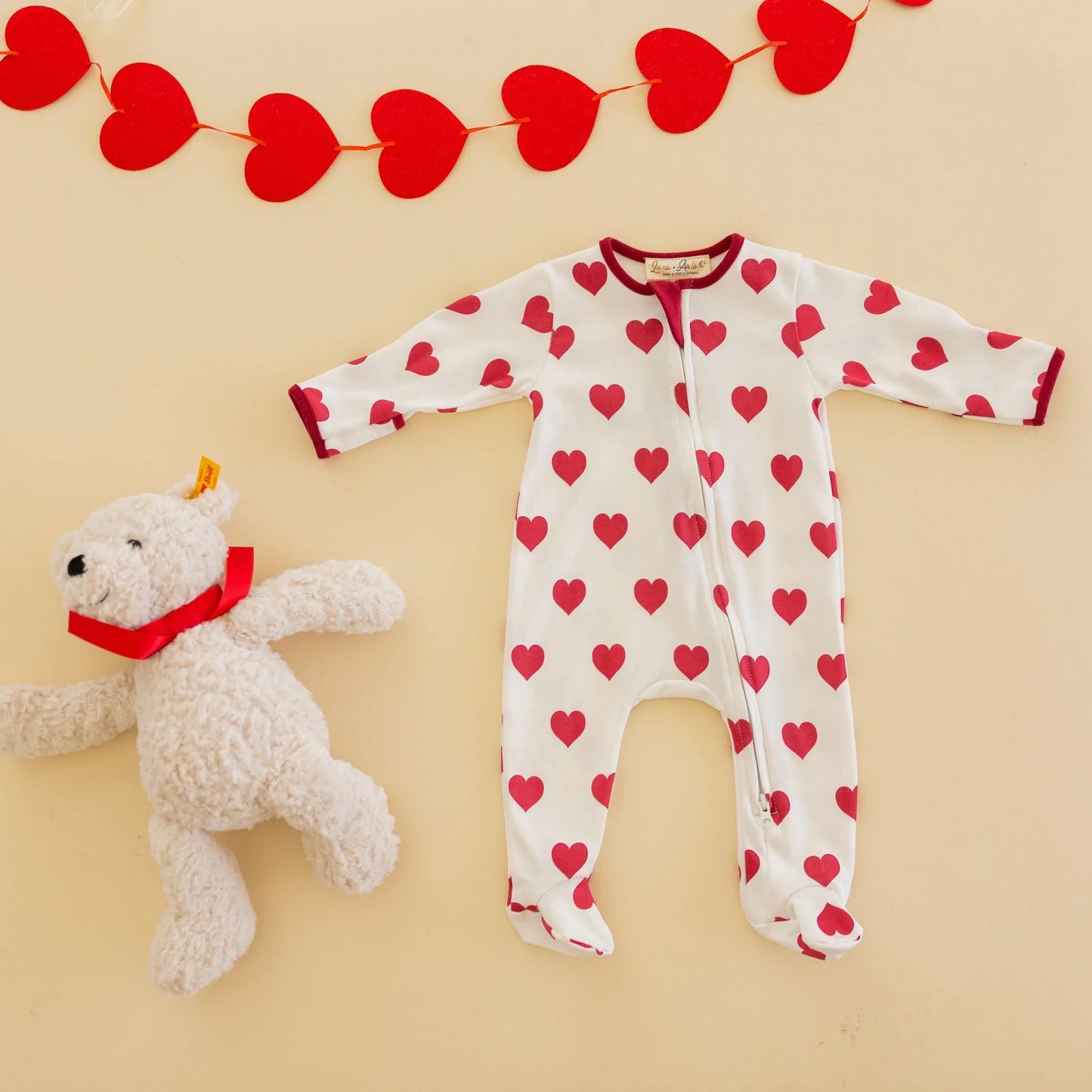 My Heart Zip Footie by Luna and Arlo