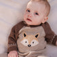 Deux par Deux Knitted Intarsia Romper Brown Cinnamon
