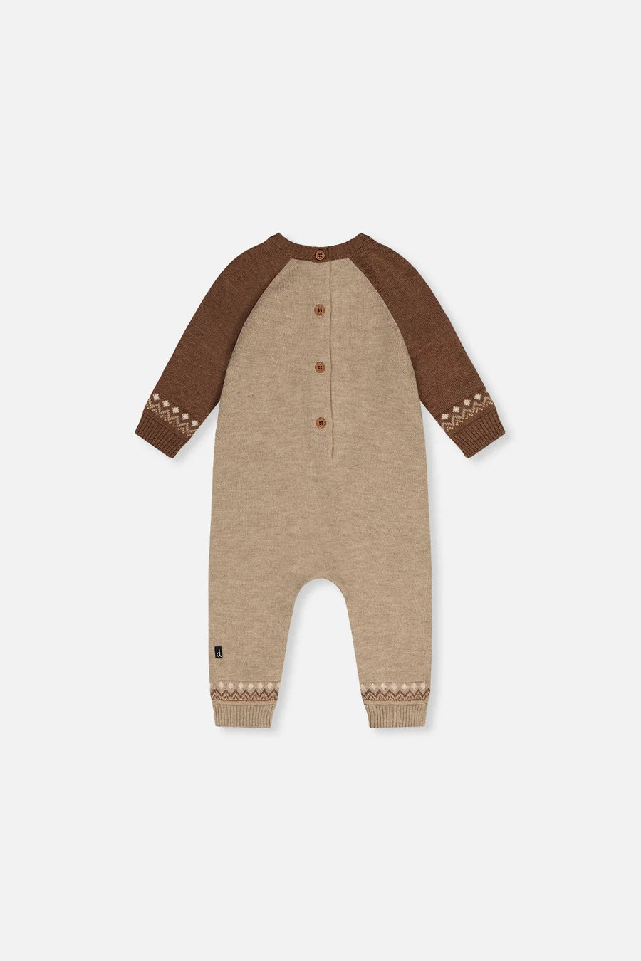 Deux par Deux Knitted Intarsia Romper Brown Cinnamon