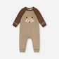 Deux par Deux Knitted Intarsia Romper Brown Cinnamon