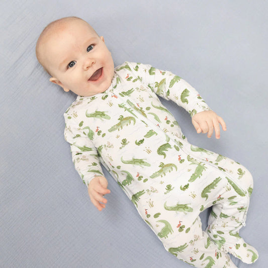 Crayon Alligators  2 Way Zipper Footie