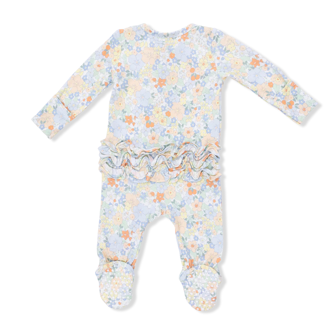 Georgia Floral  2 Way Ruffle Back Zipper Footie