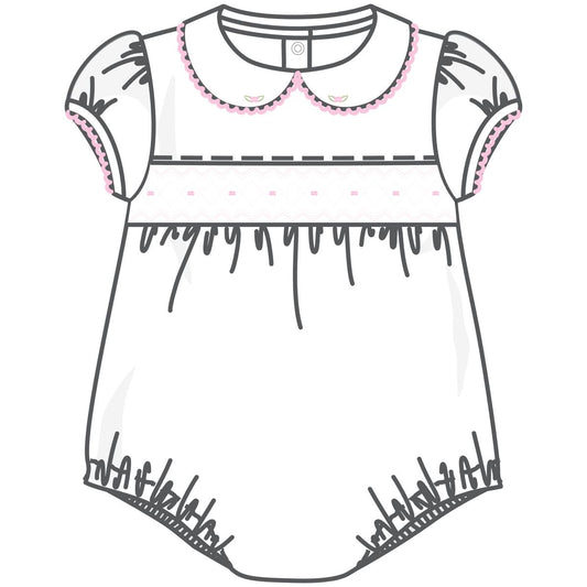 Lizzie and Landon's Classics Pink Smocked Collared S/S Girl Bubble