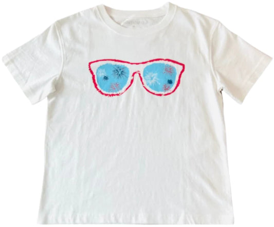 White Short Sleeve Patriotic Sunglasses Tee