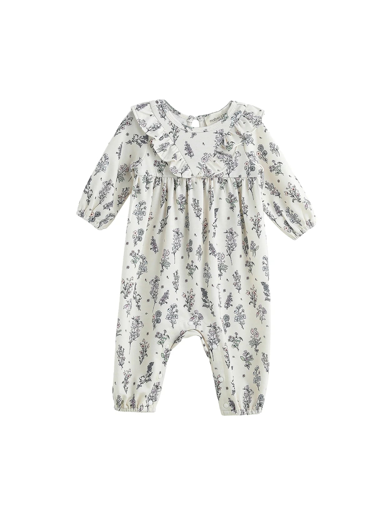 Gracie Long Sleeve Floral Ruffle Collar Bubble Romper