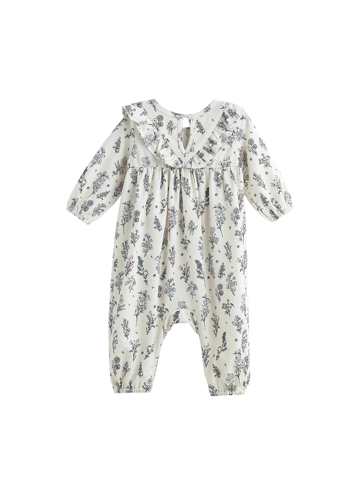 Gracie Long Sleeve Floral Ruffle Collar Bubble Romper