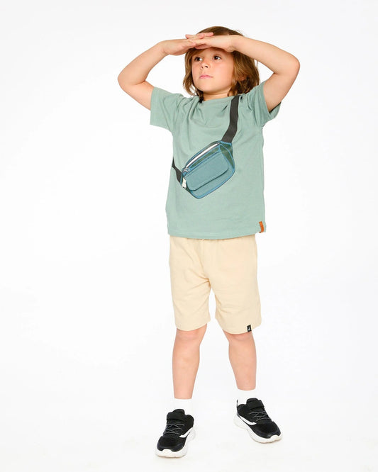 Organic Cotton Jersey T-Shirt With Cross Bag Green