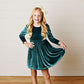 Swoon Kids Green Velvet Twirl Dress