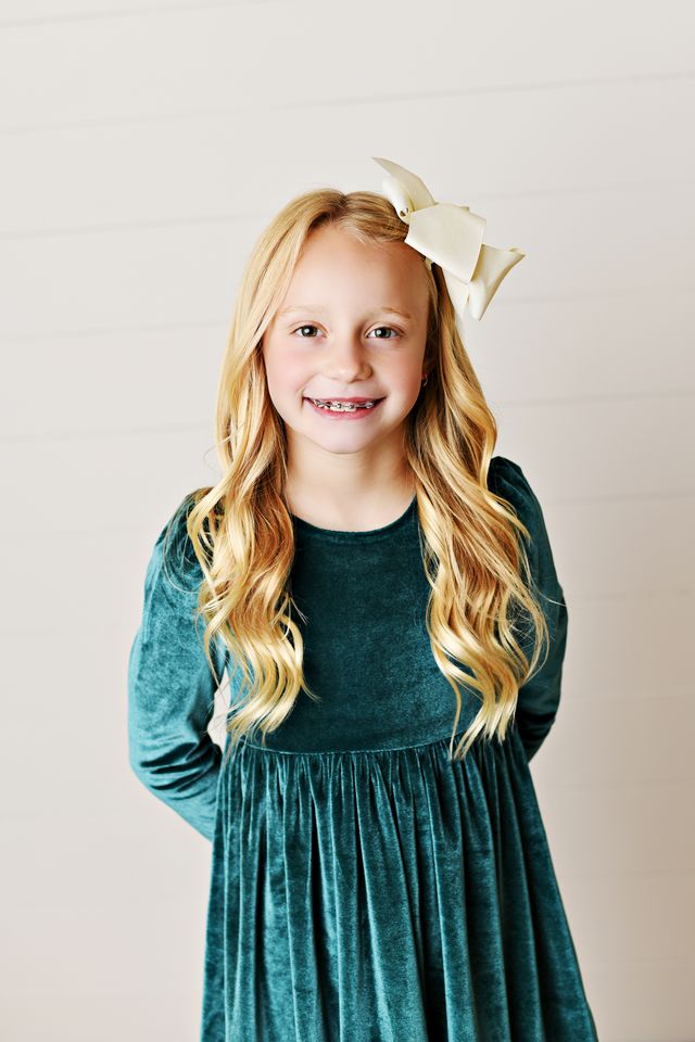 Swoon Kids Green Velvet Twirl Dress