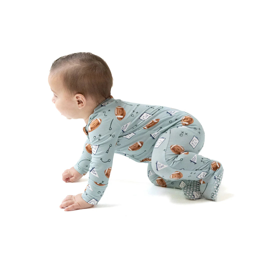 Touchdown Time - Grey Mist  2 Way Zipper Footie