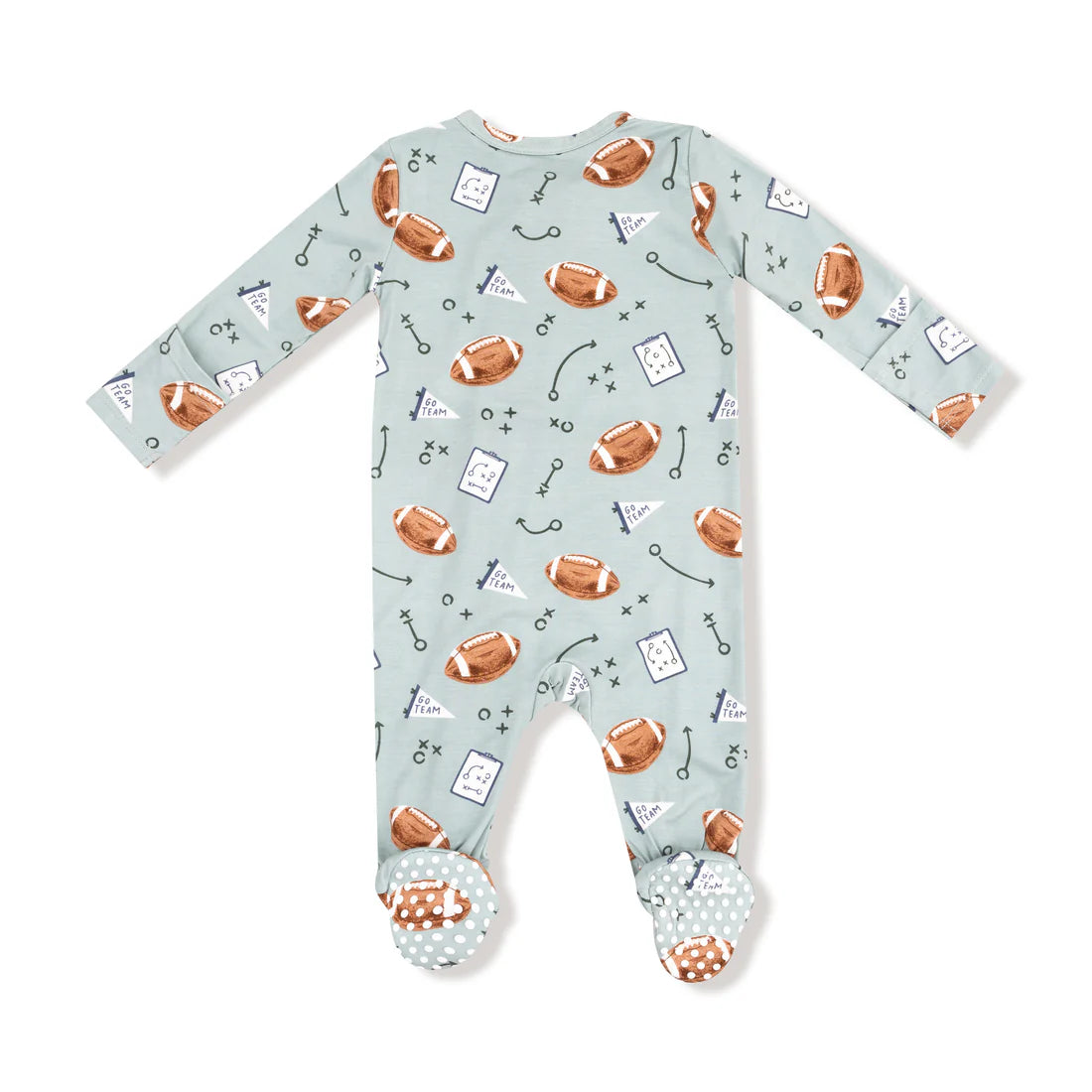 Touchdown Time - Grey Mist  2 Way Zipper Footie