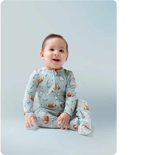 Touchdown Time - Grey Mist  2 Way Zipper Footie