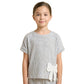Girls' Hayden Crochet Bow Trimmed Split Hem Knit T-Shirt
