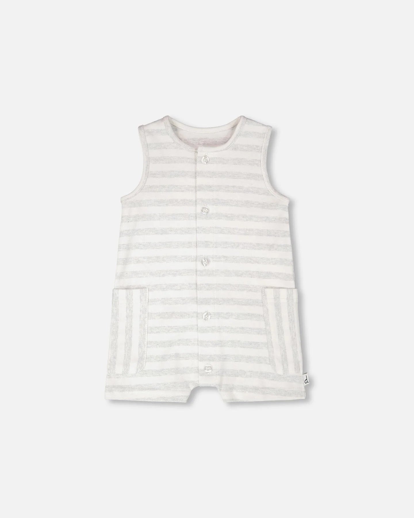 Cotton Striped Romper White And Grey Stripes