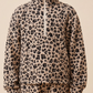 Textured Leopard Print Mock Neck Zip Top