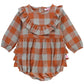 Hadlee Plaid Long Sleeve Ruffle Trim Bubble Romper