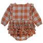 Hadlee Plaid Long Sleeve Ruffle Trim Bubble Romper