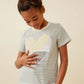 Sequin Heart Patch Striped Knit Top