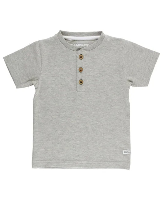 Gray Melange Short Sleeve Henley