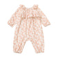 Honey Petals Long Sleeve Floral Ruffle Collar Straight Leg Romper
