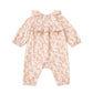 Honey Petals Long Sleeve Floral Ruffle Collar Straight Leg Romper