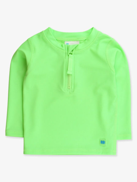 Neon Honeydew Long Sleeve Zipper Rash Guard