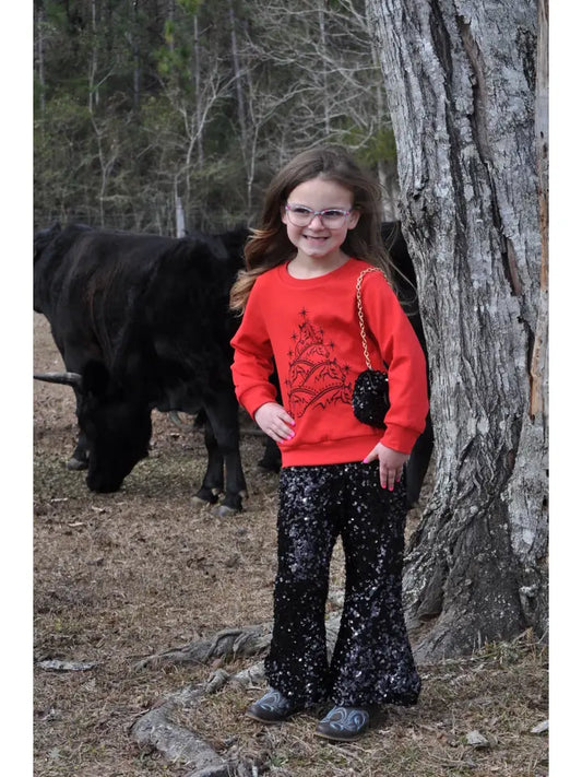 Red Christmas Tree Horse Light Weight Sweatshirt