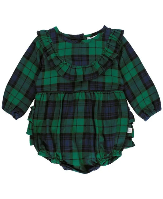 Hunter Plaid Flannel LS Ruffle Trim Bubble