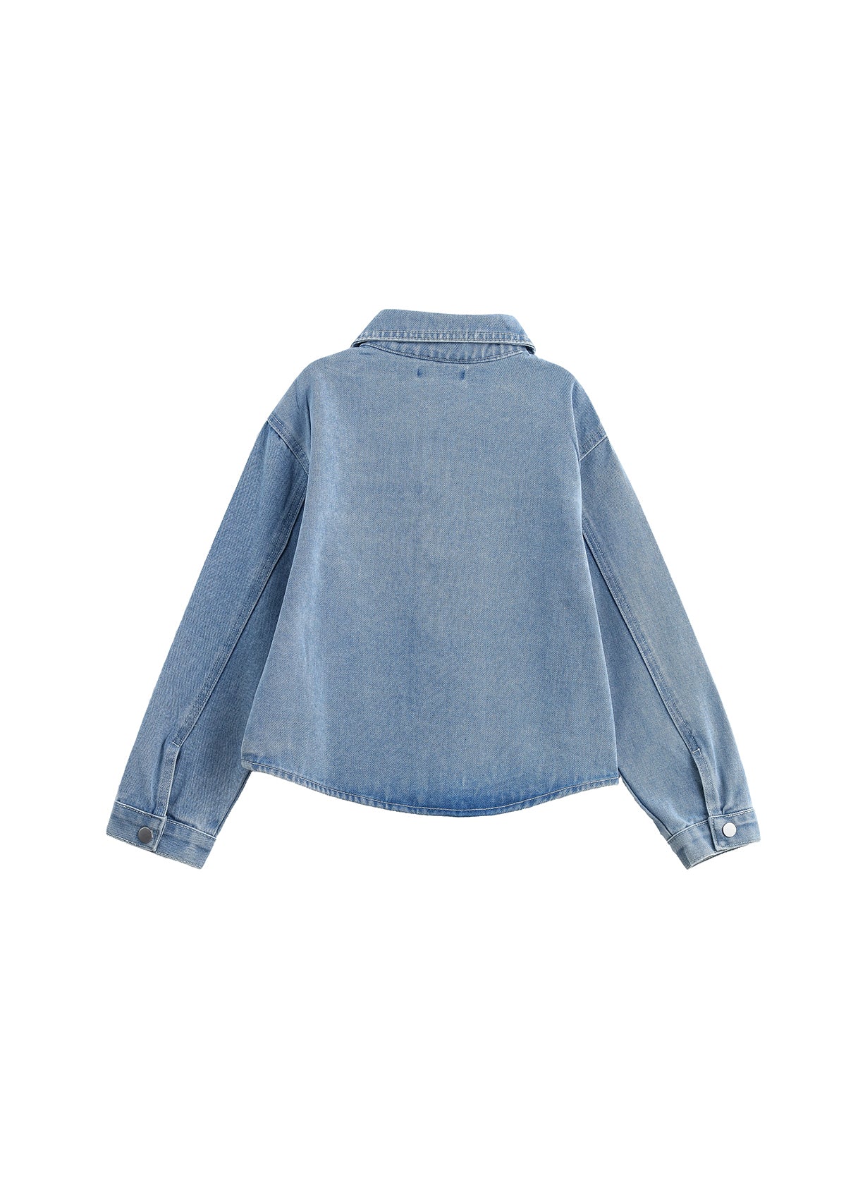 Long Sleeve Embroidered Bow Rhinestone Dot Denim Jacket