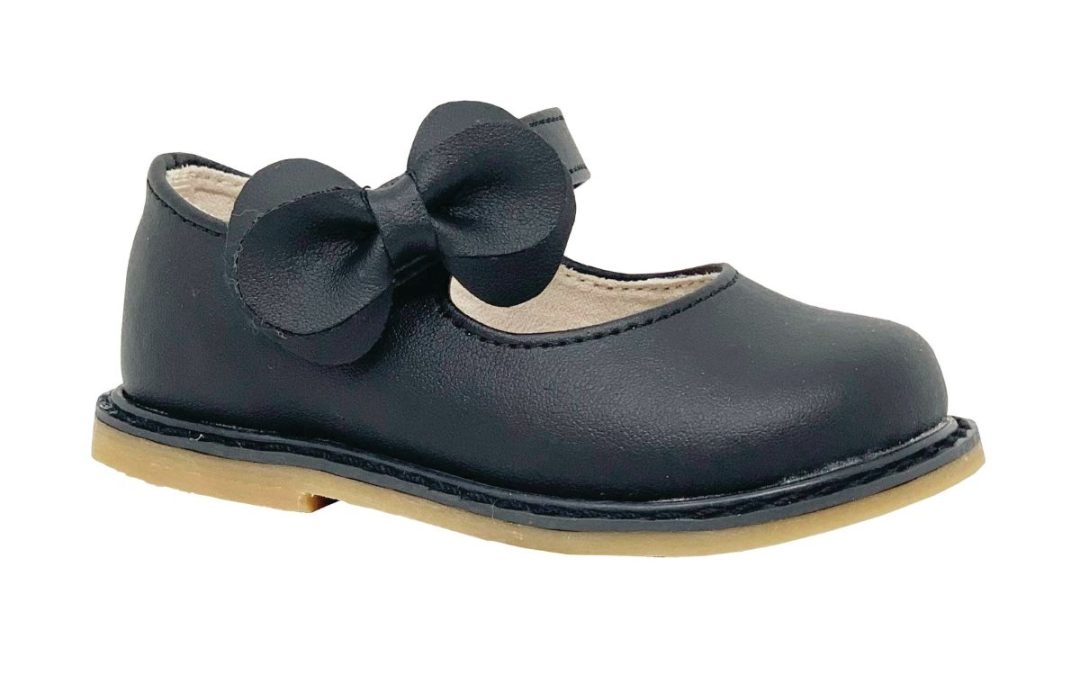 Jade Toddler Black PU 1-Strap w/Bow