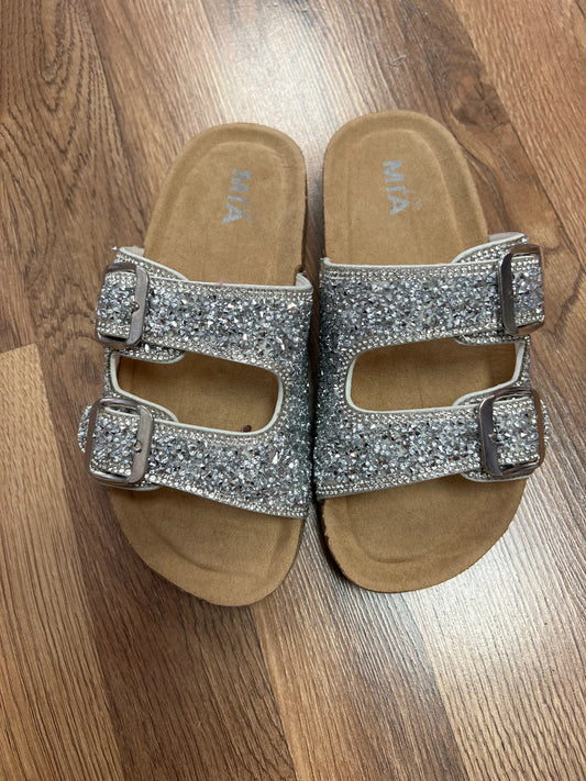 Mia Kids Jazel Silver Textured Slides