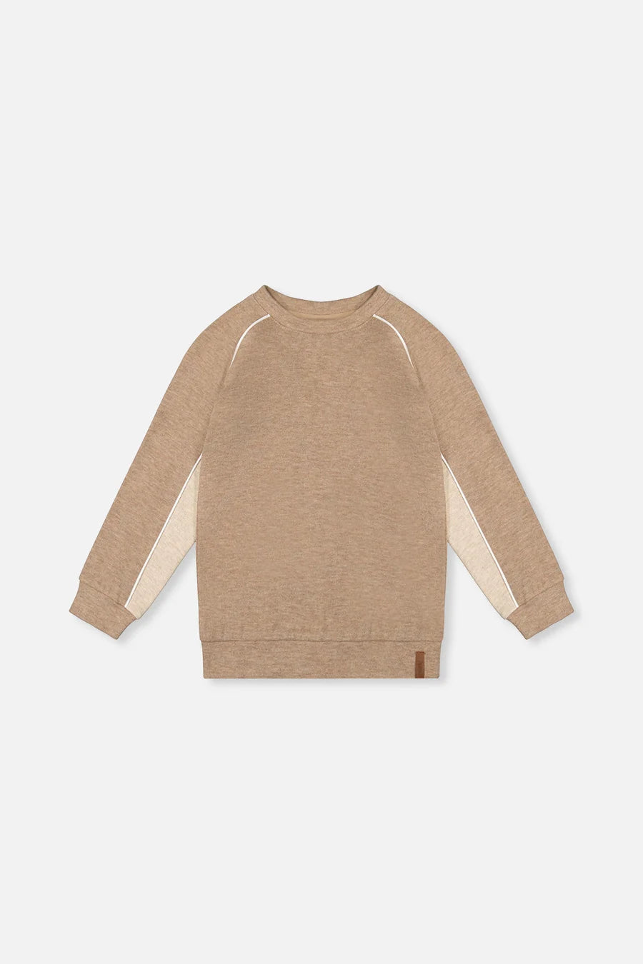 Deux par Deux Brushed Jersey Top With Raglan Sleeves Taupe