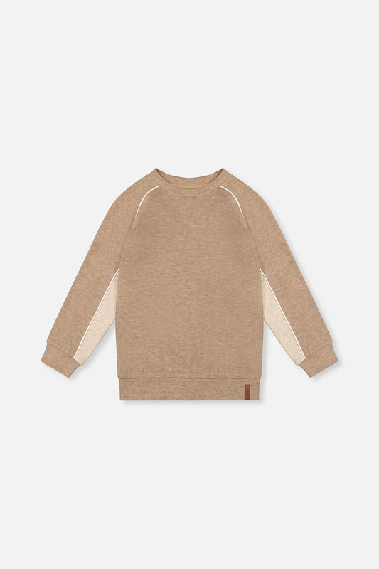 Deux par Deux Brushed Jersey Top With Raglan Sleeves Taupe