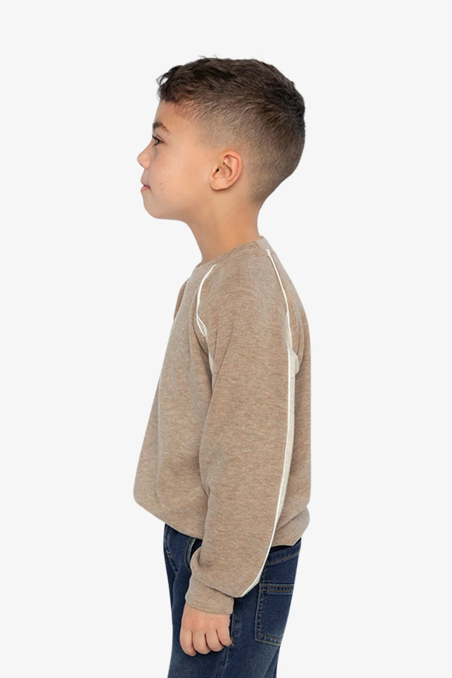 Deux par Deux Brushed Jersey Top With Raglan Sleeves Taupe