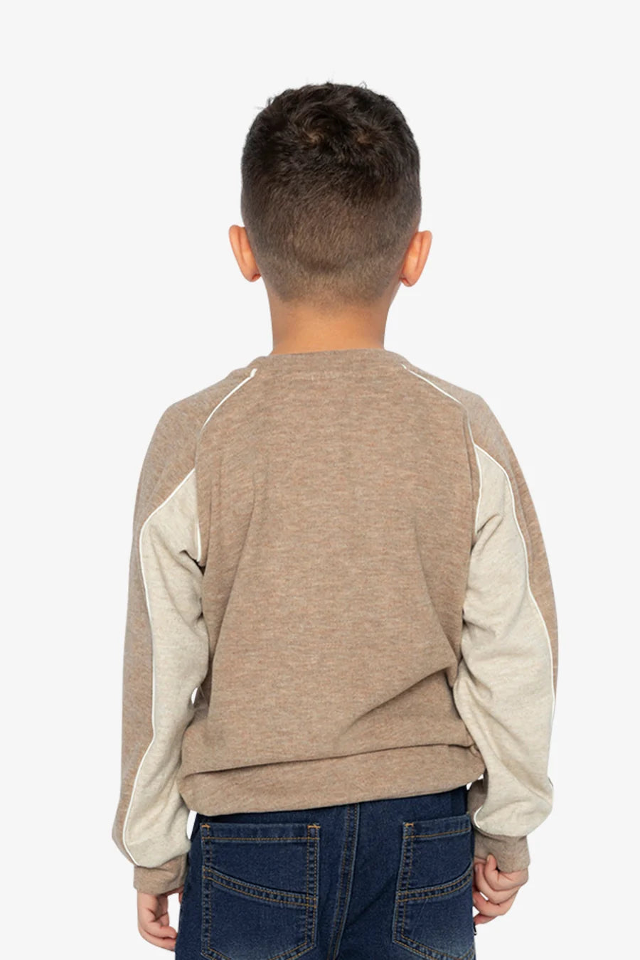 Deux par Deux Brushed Jersey Top With Raglan Sleeves Taupe