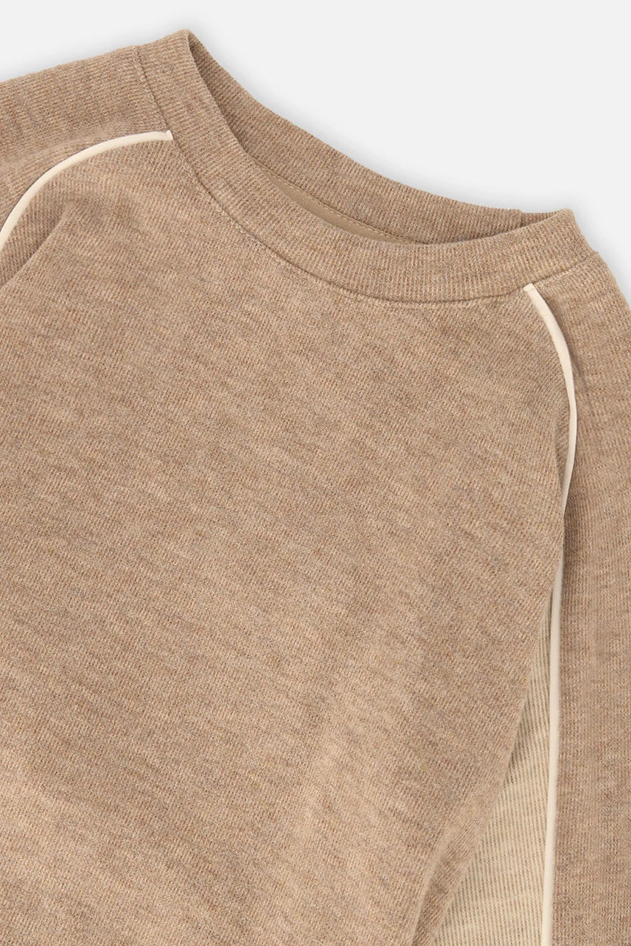 Deux par Deux Brushed Jersey Top With Raglan Sleeves Taupe
