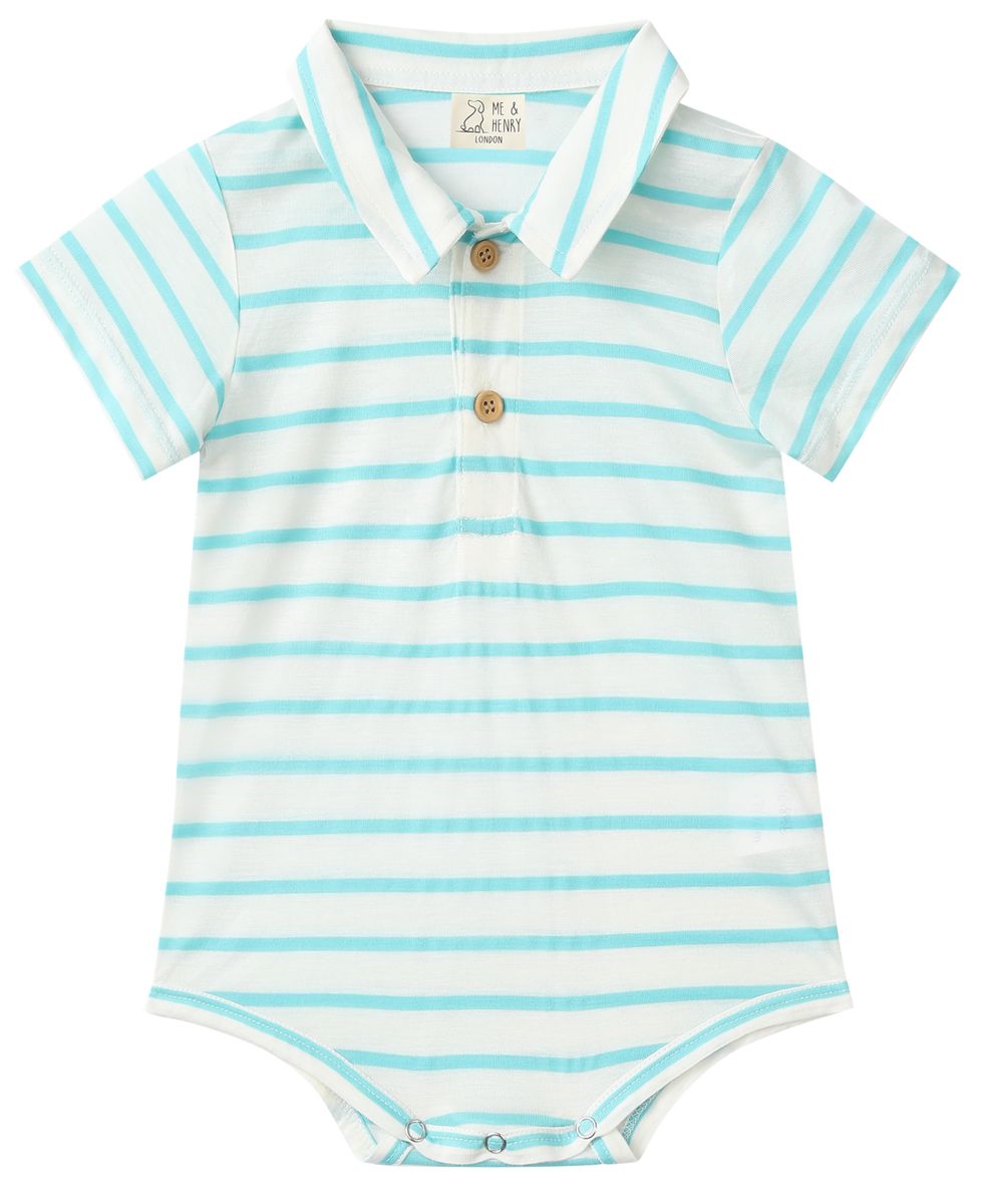 Turquoise Stripe Jetty Jersey Onesie
