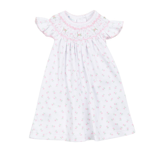 Juliette's Classics Pink Bishop Printed Flutters Toddler Dress