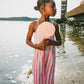 Crinkle Jersey Jumpsuit White And Pink Stripes
