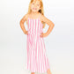 Crinkle Jersey Jumpsuit White And Pink Stripes
